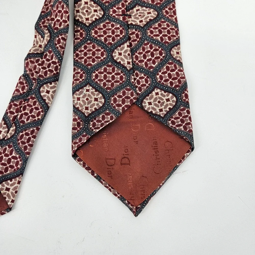Christian Dior Monsieur Tie Mens Geometric All‎ Over Print Vintage